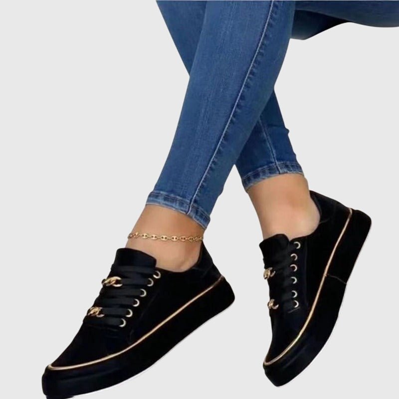 Women's Chunky Faux Leather Platform Lace-Up Trainers