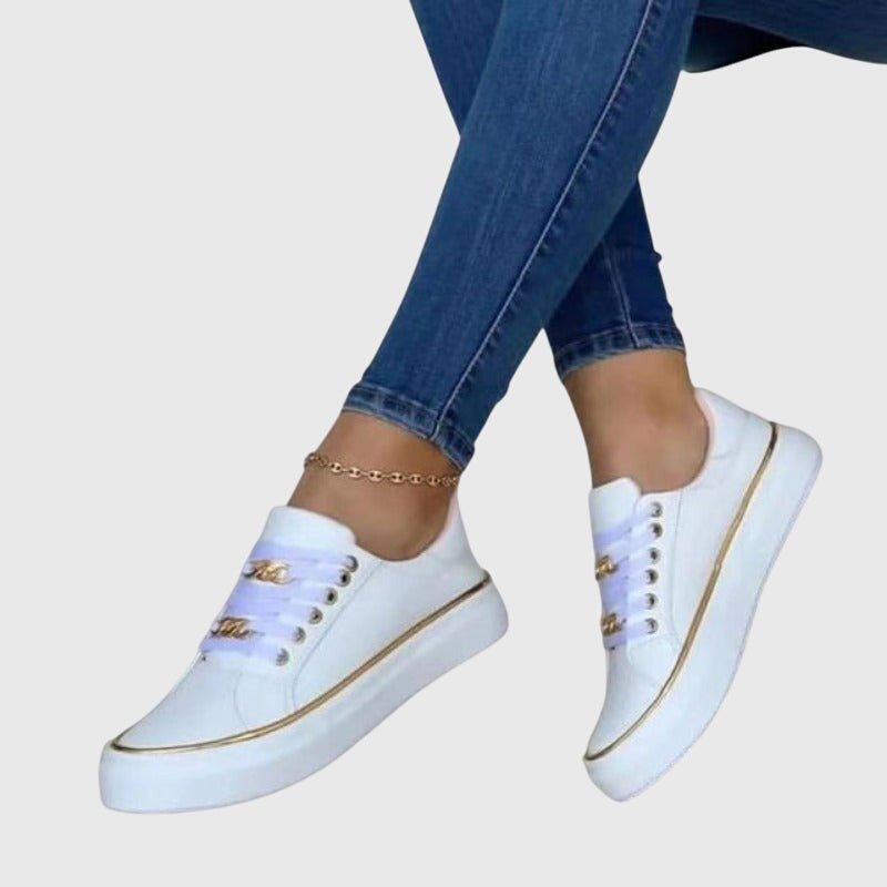 Women's Chunky Faux Leather Platform Lace-Up Trainers