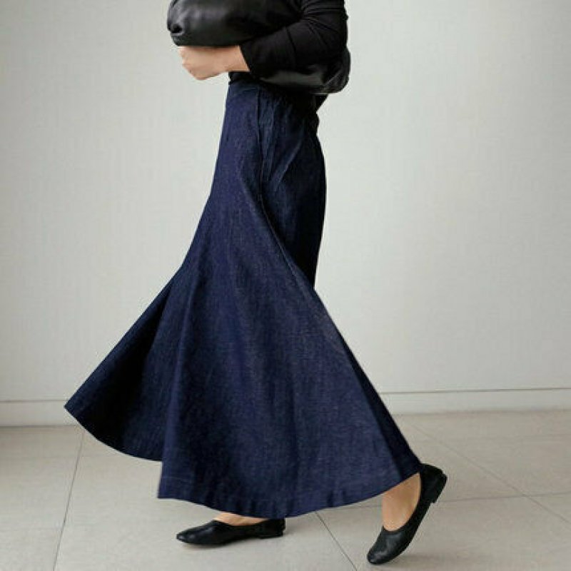 Women's High-Waisted Wide-Leg Denim Culottes