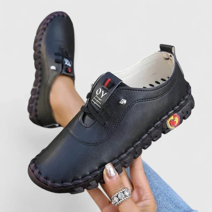 Women's Faux Leather Lace-Up Trainers