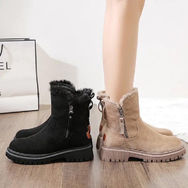 Women's Suede Combat Snow Ankle Boots