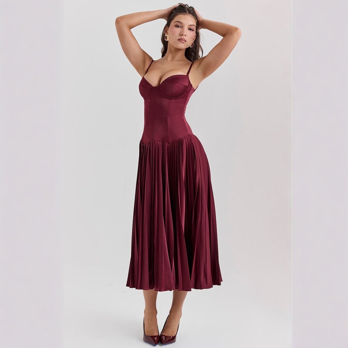Women's Corset Satin Midi Party Dress