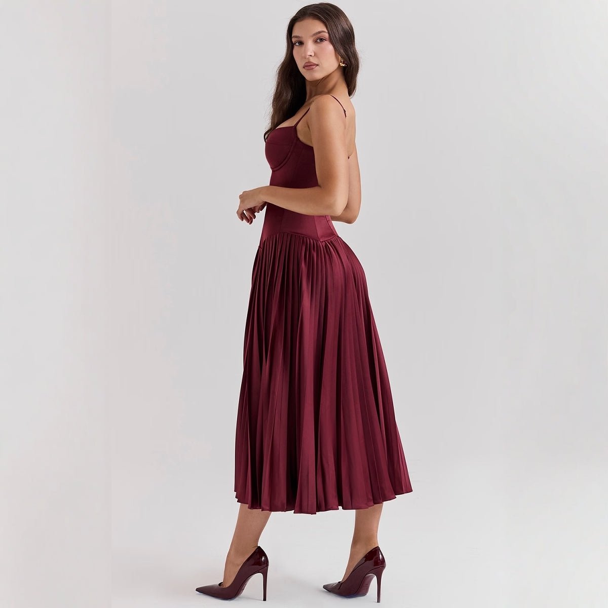 Women's Corset Satin Midi Party Dress