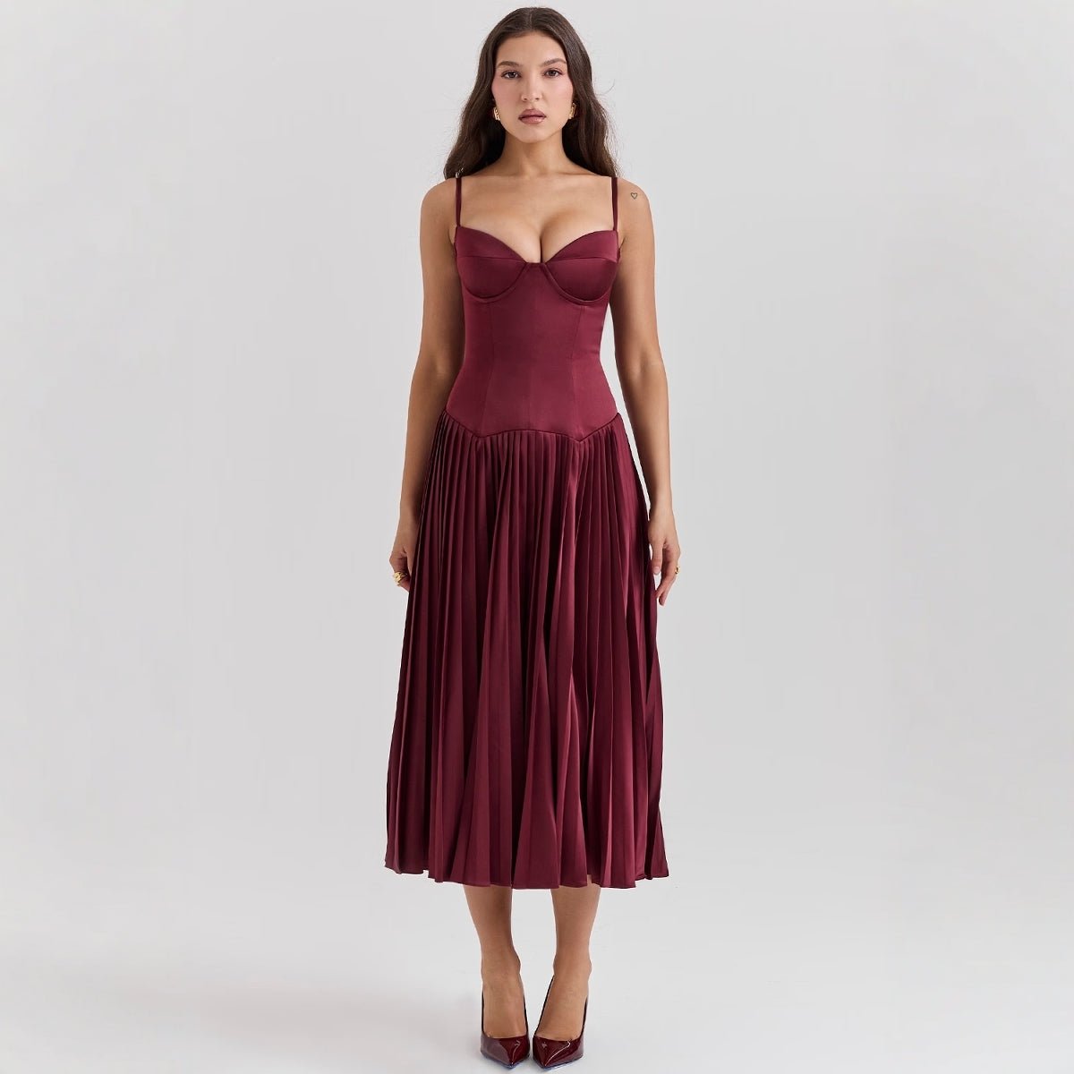 Women's Corset Satin Midi Party Dress