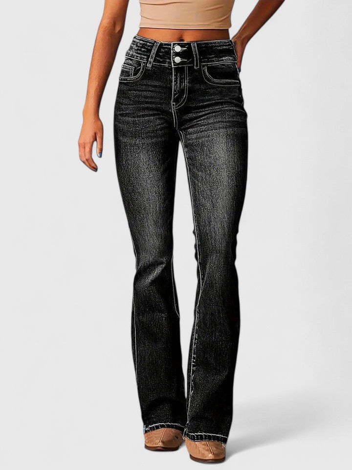 Women's High-Waisted Bootcut Jeans - Black