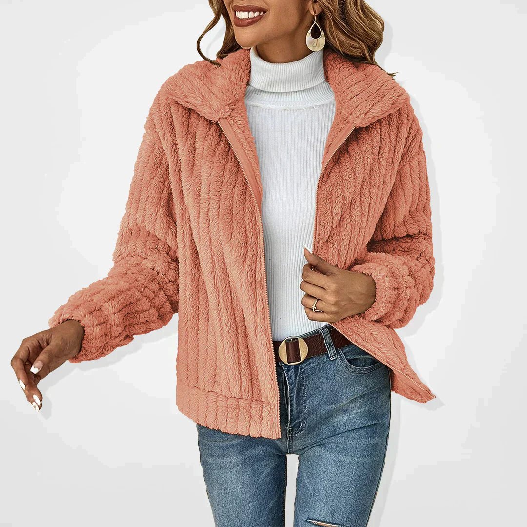 Women's Oversized Fleece Teddy Jacket - Pink