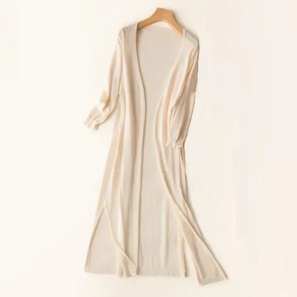 Women's Oversized Knit Duster Midi Cardigan - Apricot