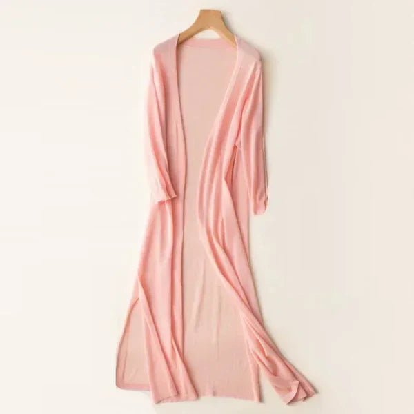 Women's Oversized Knit Duster Midi Cardigan - Pink