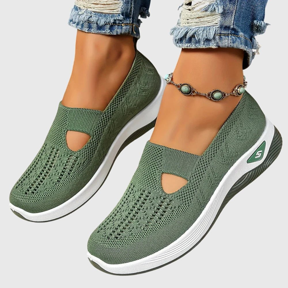 Women's Chunky Platform Knit Slip-On Wedge Trainers - Green