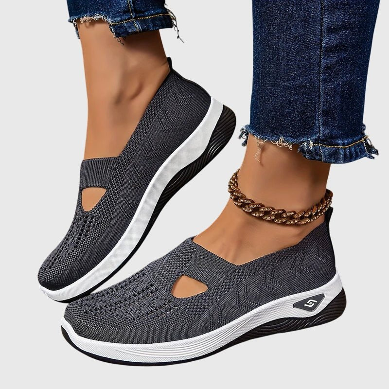 Women's Chunky Platform Knit Slip-On Wedge Trainers - Gray