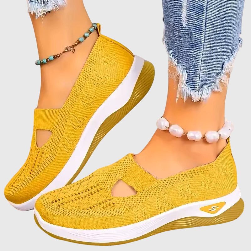 Women's Chunky Platform Knit Slip-On Wedge Trainers - Light Yellow