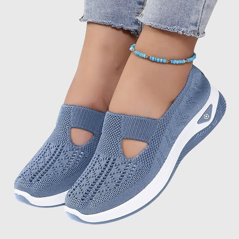 Women's Chunky Platform Knit Slip-On Wedge Trainers - Blue