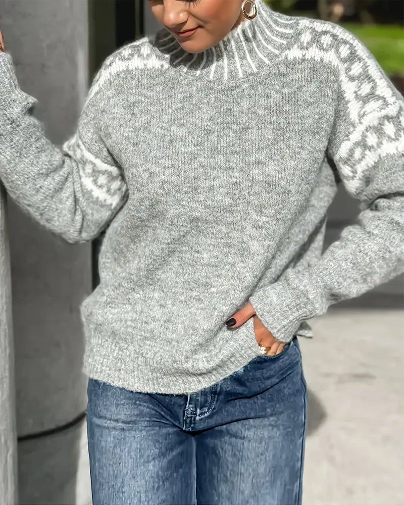 Women's Oversized Leopard Funnel Neck Jumper