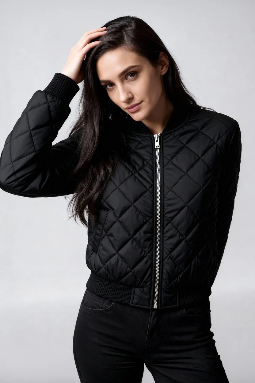 Women's Quilted Cropped Bomber Jacket