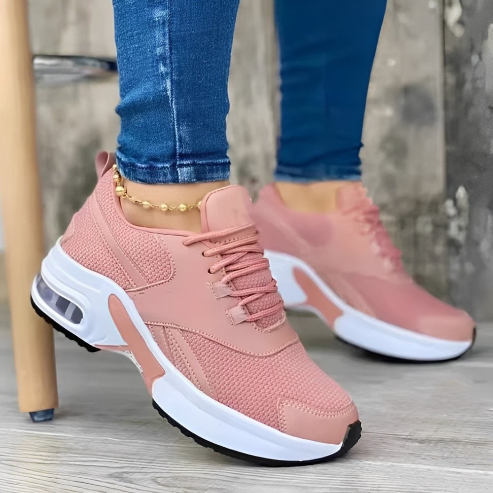 Women's Chunky Platform Lace-Up Trainers - Pink