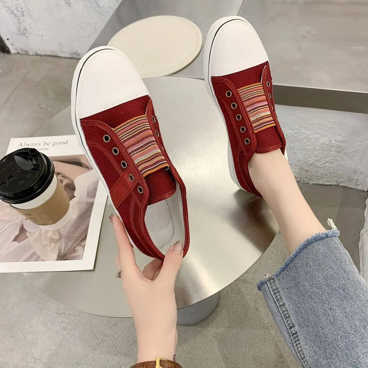 Women's Canvas Slip-On Trainers