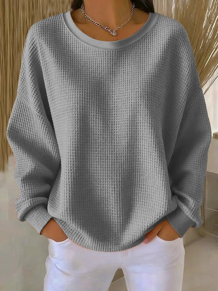 Women's Oversized Waffle Knit Jumper - Grey
