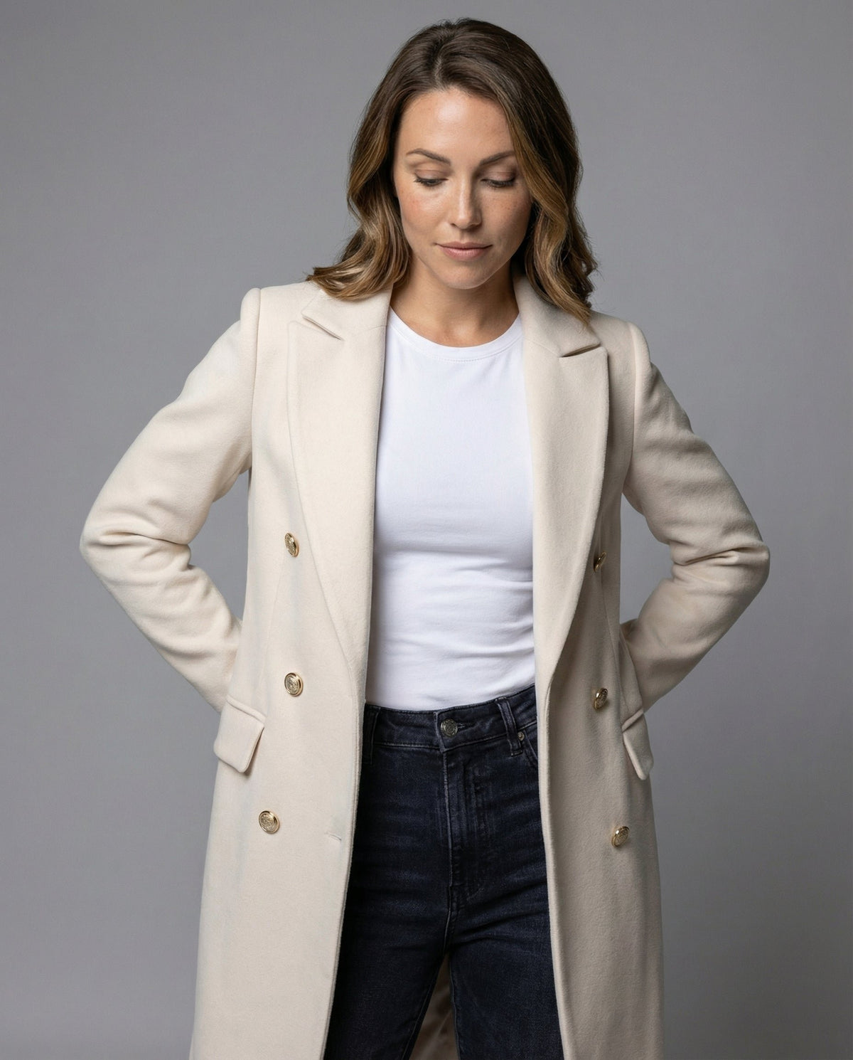 Women's Double-Breasted Longline Wool Coat