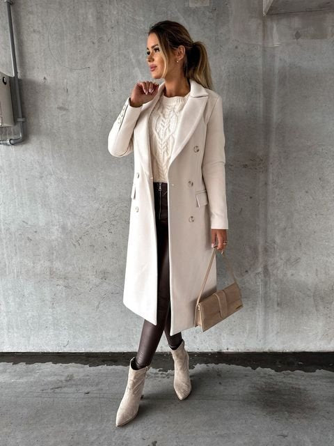 Women's Double-Breasted Longline Wool Coat