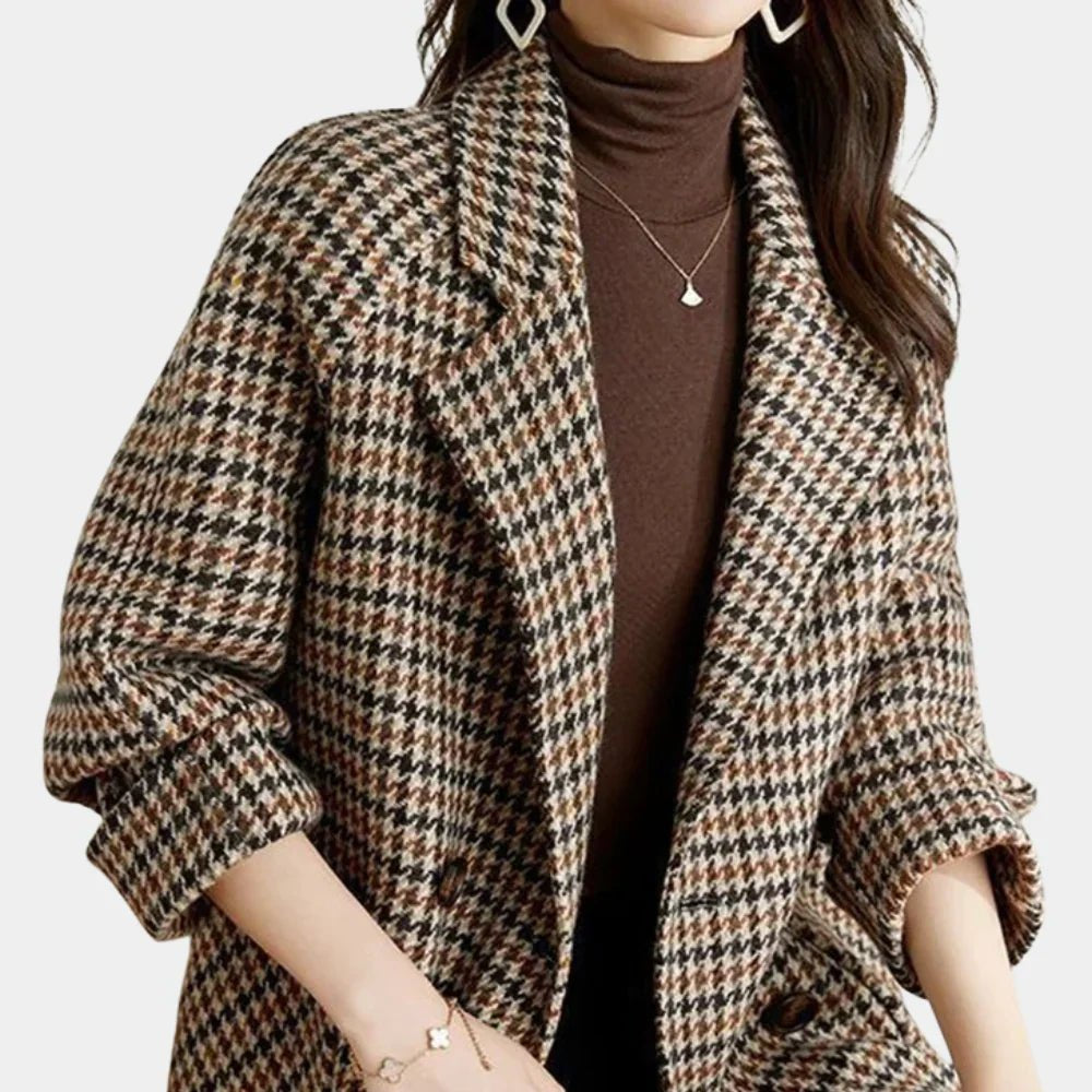 Women's Oversized Houndstooth Wool Blazer