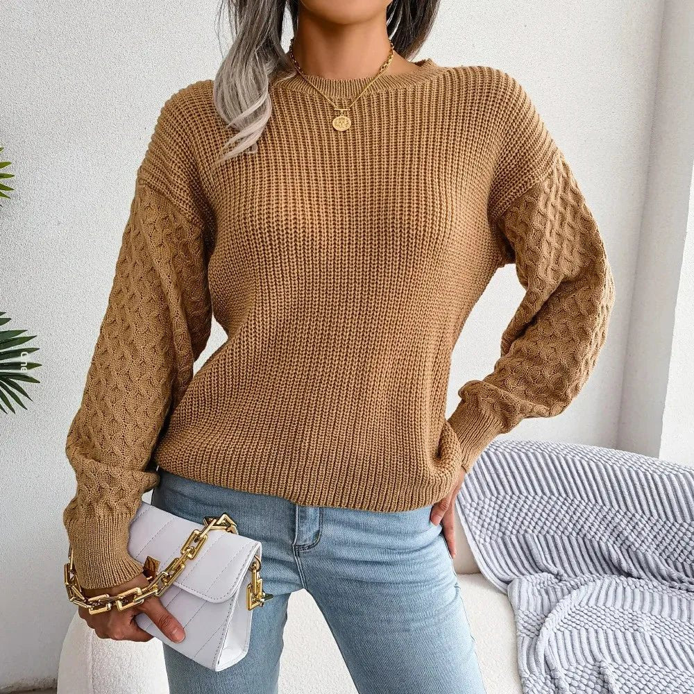 Women's Chunky Knit Ribbed Jumper - Khaki