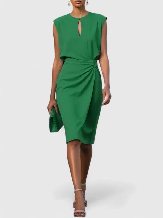 Women's Work Bodycon Midi Party Wrap Dress - Green