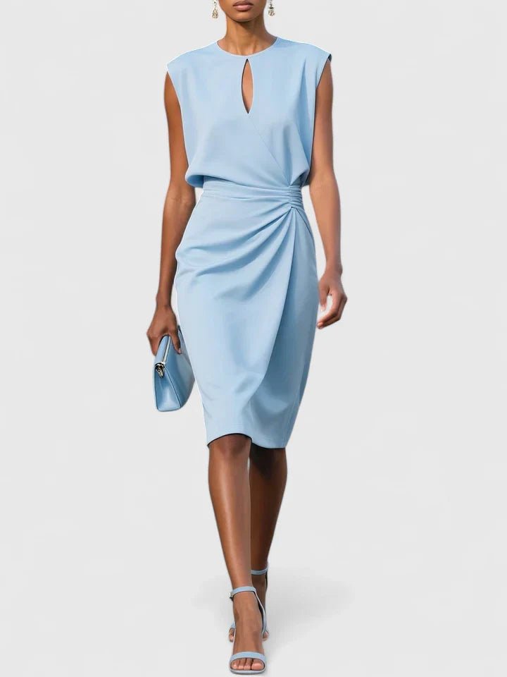 Women's Work Bodycon Midi Party Wrap Dress - Light Blue