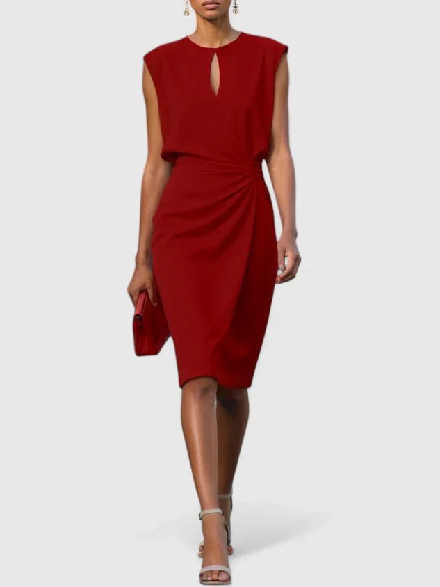Women's Work Bodycon Midi Party Wrap Dress - Red