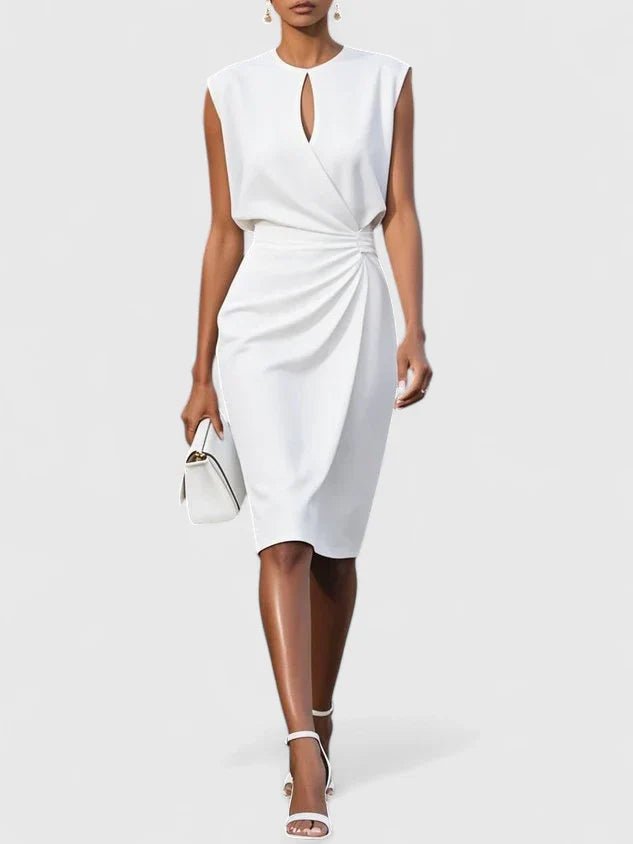 Women's Work Bodycon Midi Party Wrap Dress - White