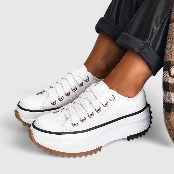 Women's Chunky Platform Lace-Up Trainers - White