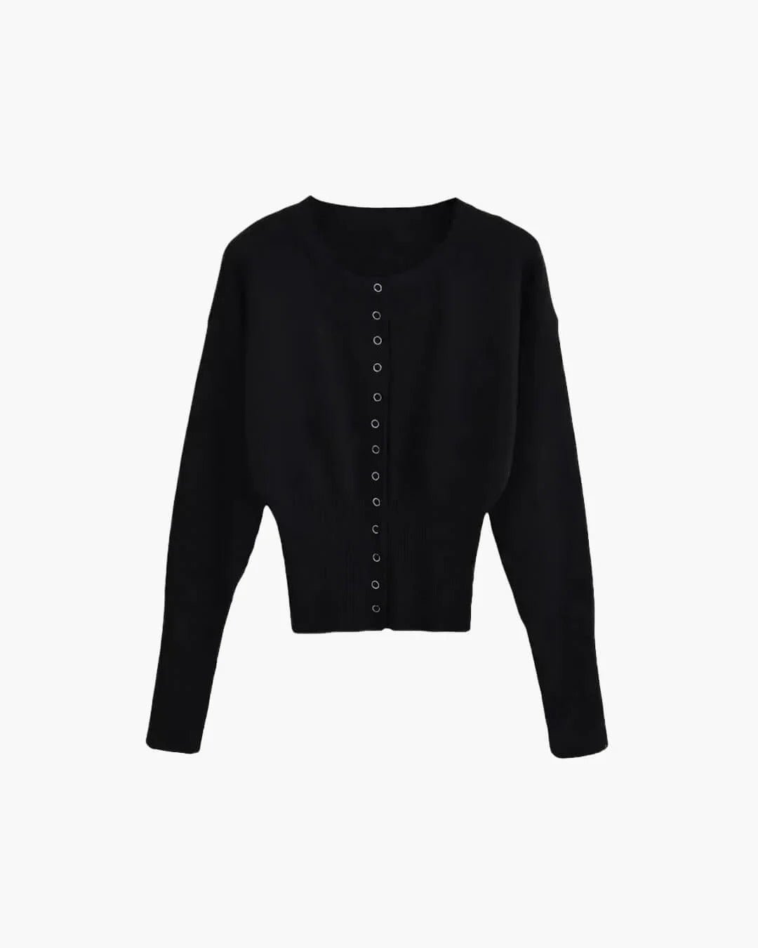 Women's Cropped Knit Cardigan - Black