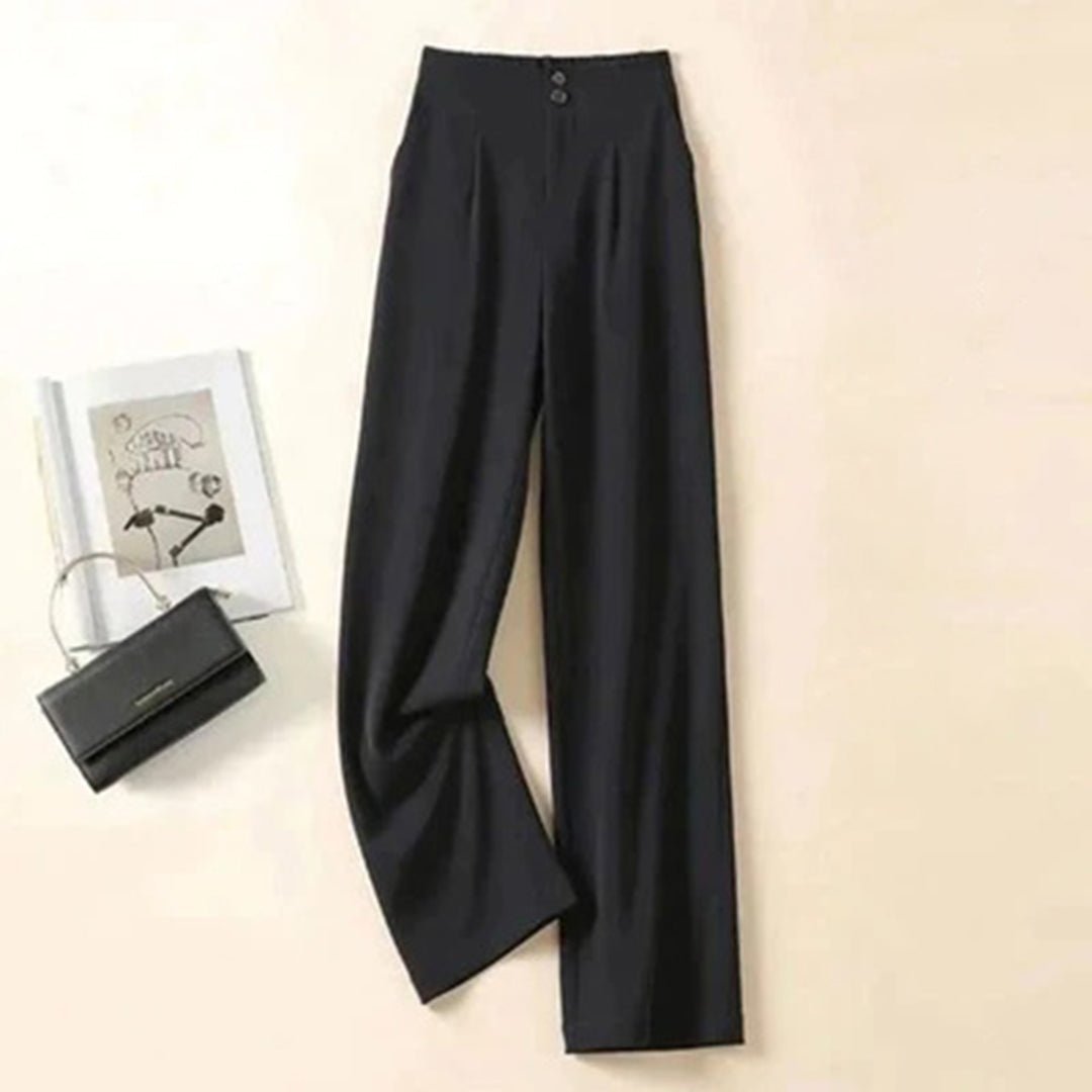 Women's High-Waisted Pleated Wide-Leg Trousers