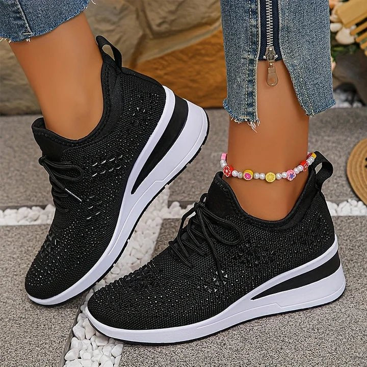 Women's Knit Platform Slip-On Wedge Trainers