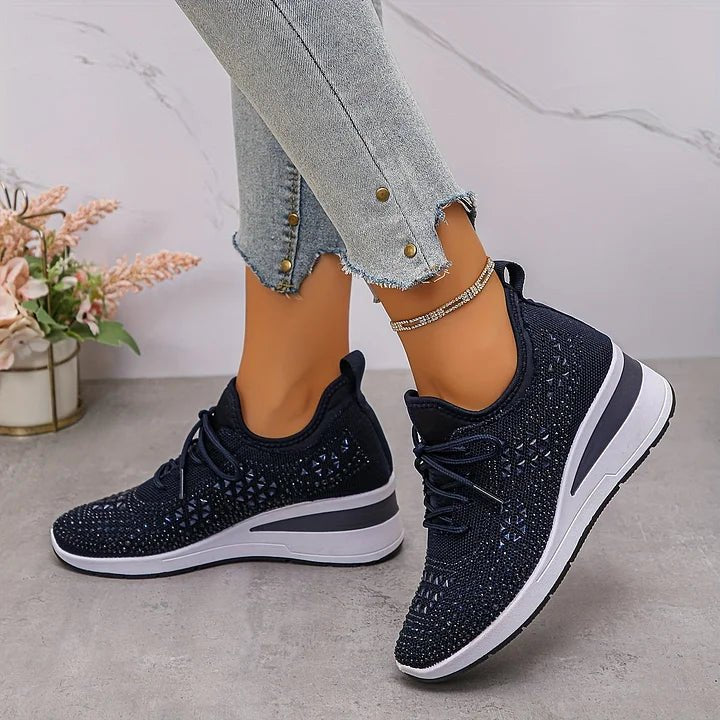 Women's Knit Platform Slip-On Wedge Trainers