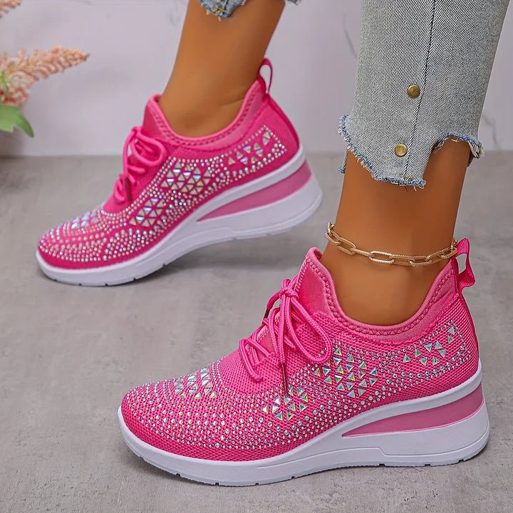 Women's Knit Platform Slip-On Wedge Trainers - Fuschia Pink