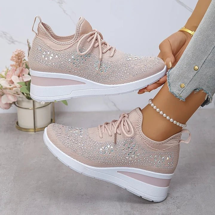 Women's Knit Platform Slip-On Wedge Trainers - Pink