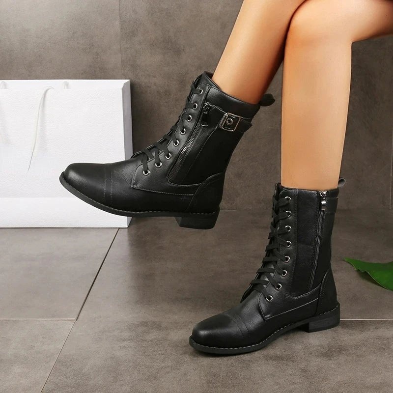 Women's Faux Leather Combat Boots