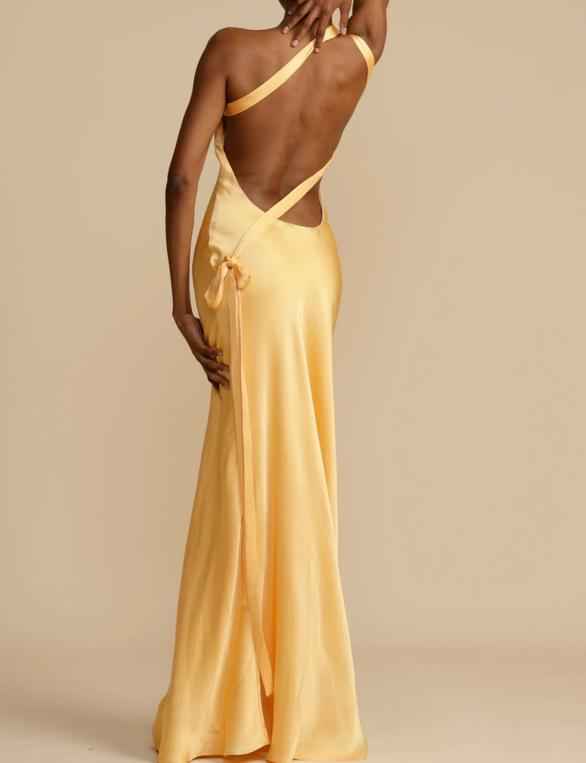 Women's Satin One-Shoulder Maxi Party Gown