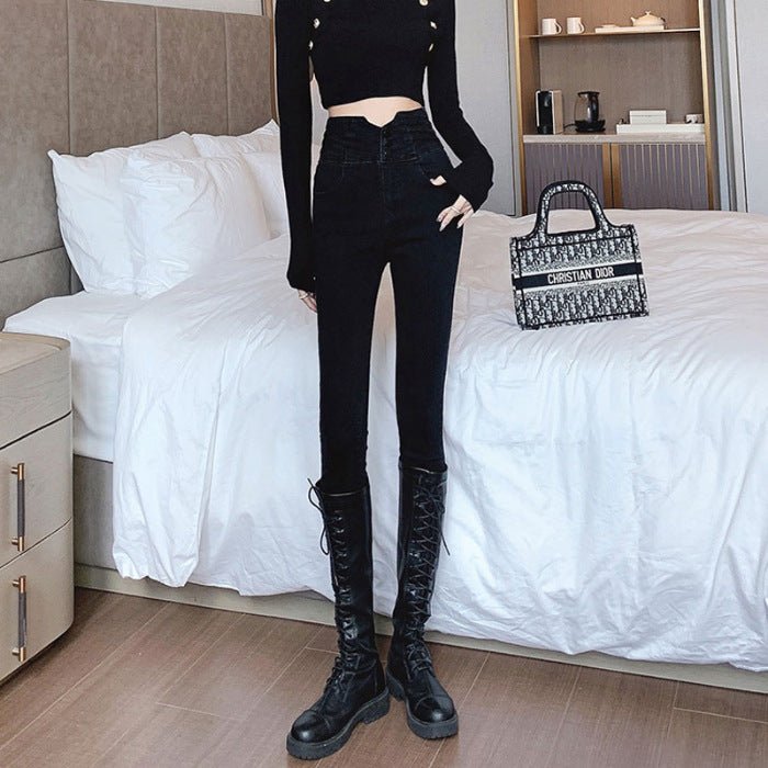 Women's Black High-Waisted Skinny Jeans - Black