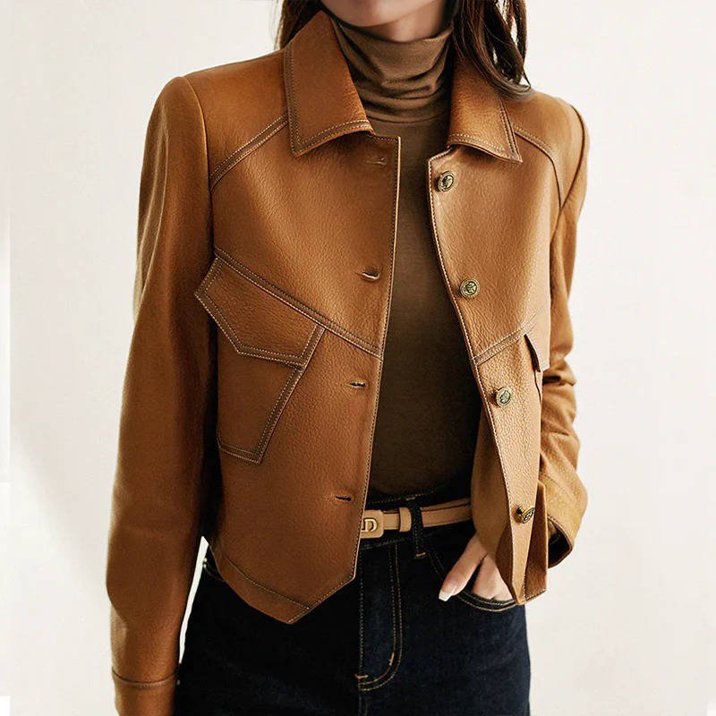 Women's Cropped Leather Jacket