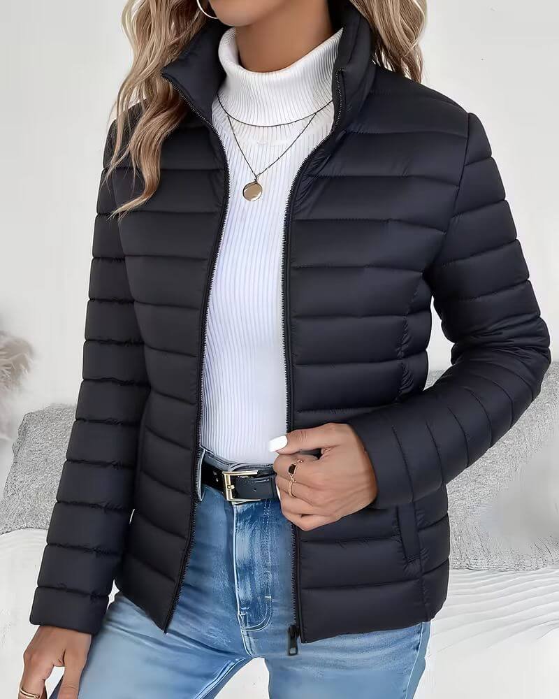 Women's Slim Quilted Puffer Jacket - Black