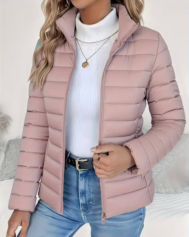 Women's Slim Quilted Puffer Jacket - Pink