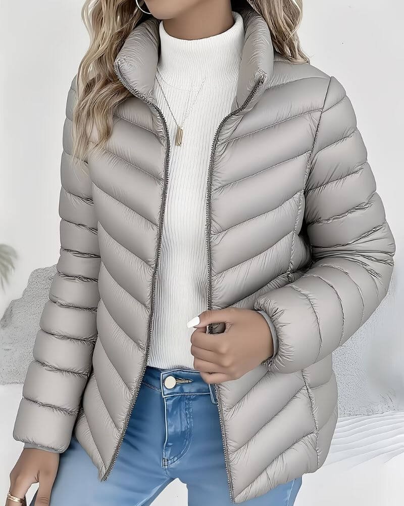Women's Slim Quilted Puffer Jacket - Grey