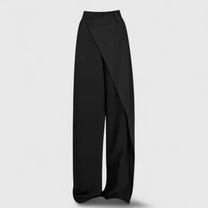 Women's Black Work High-Waisted Wide-Leg Trousers
