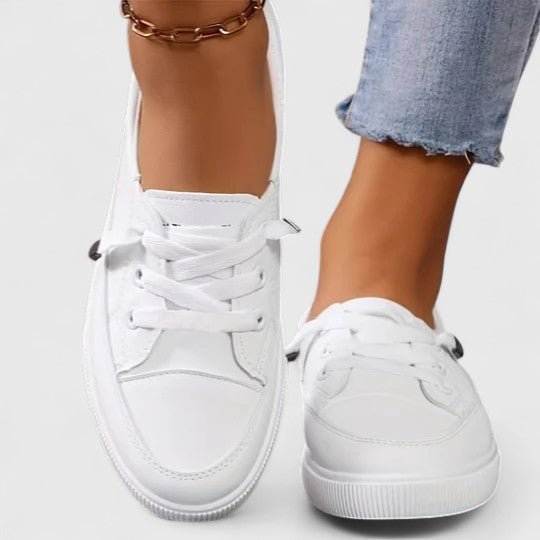 Women's Chunky Lace-Up Platform Leather Trainers - White