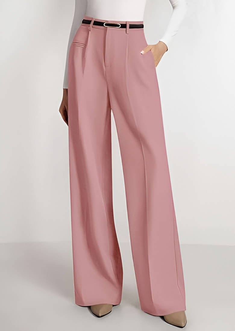Women's High-Waisted Pleated Wide-Leg Trousers