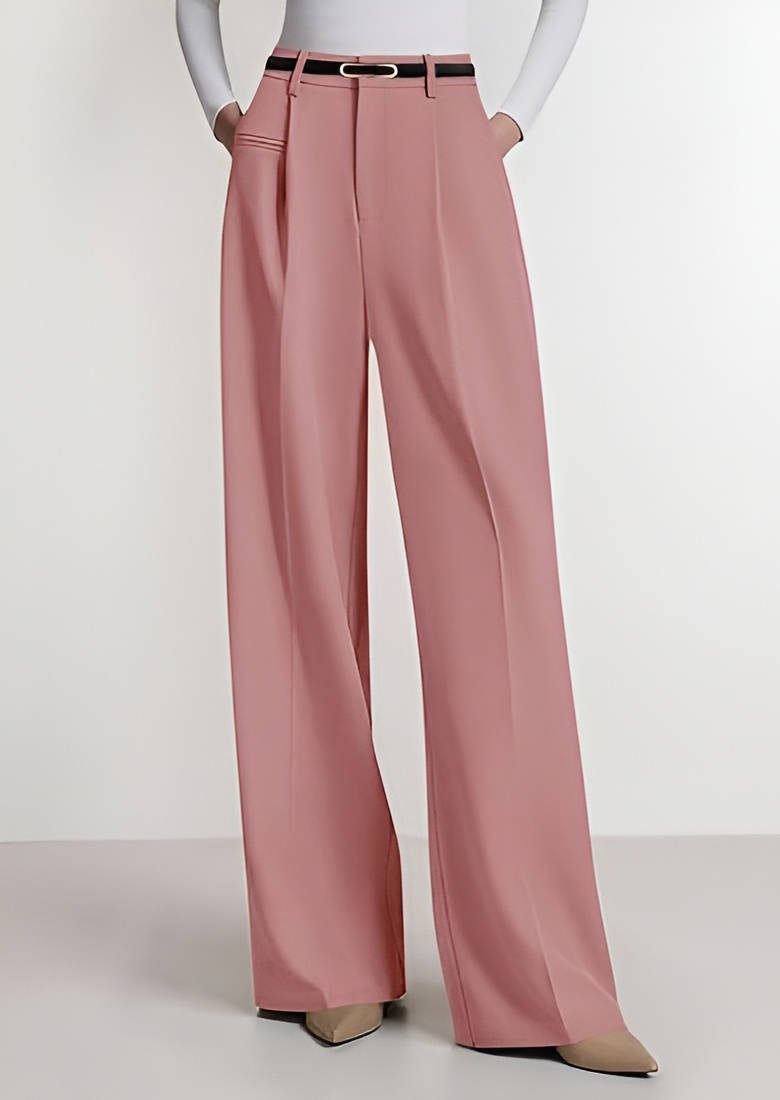 Women's High-Waisted Pleated Wide-Leg Trousers