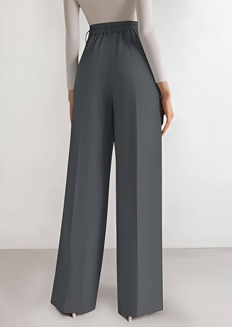 Women's High-Waisted Pleated Wide-Leg Trousers