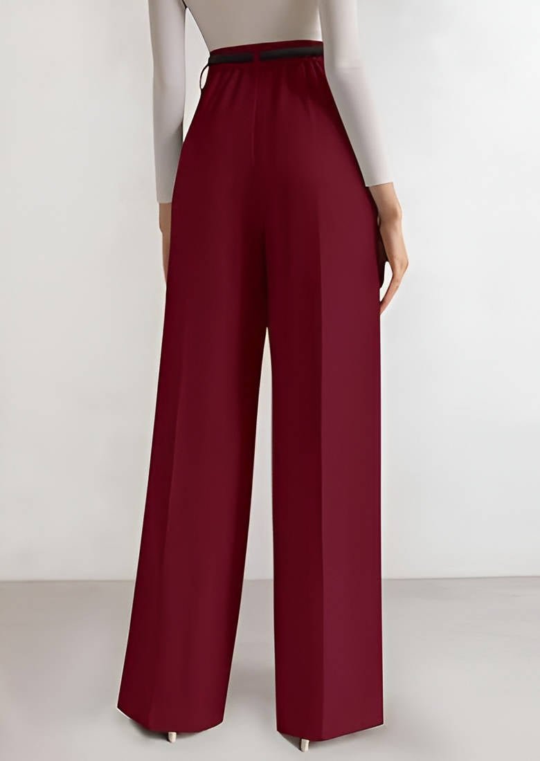 Women's High-Waisted Pleated Wide-Leg Trousers