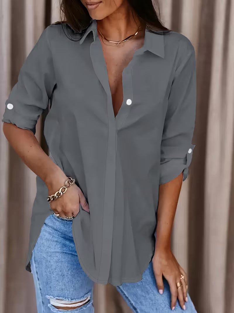 Women's Oversized Chiffon Blouse - Grey